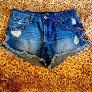 Denim shorts with side detail